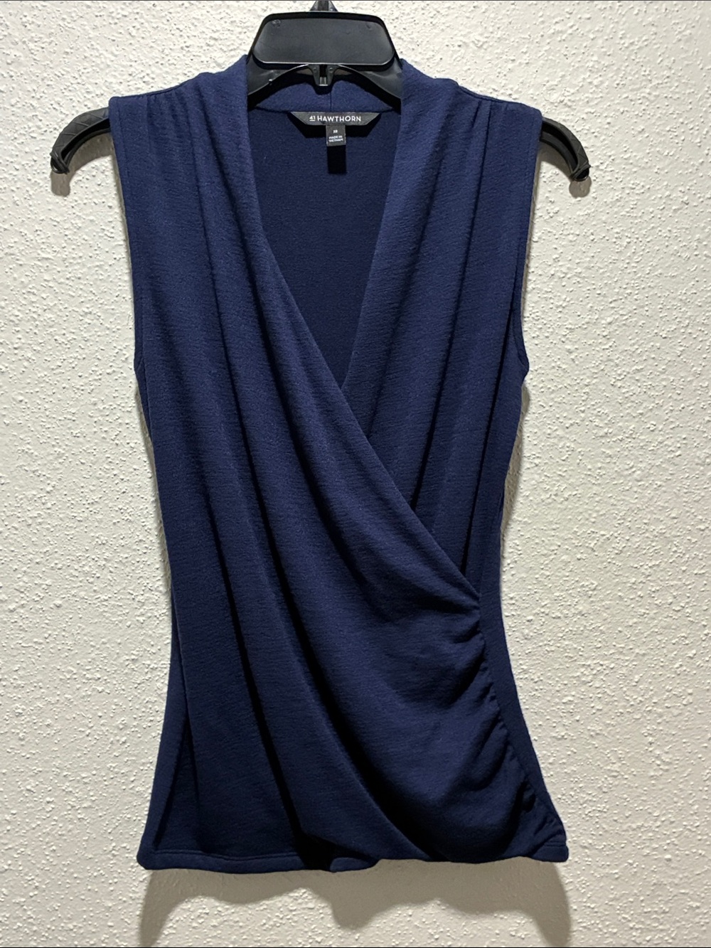 41 Hawthorn Navy V-Neck Faux-Wrap Sleeveless Sweater